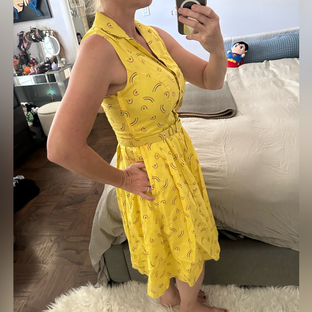 Modcloth Yellow Patterned Dress - image 3